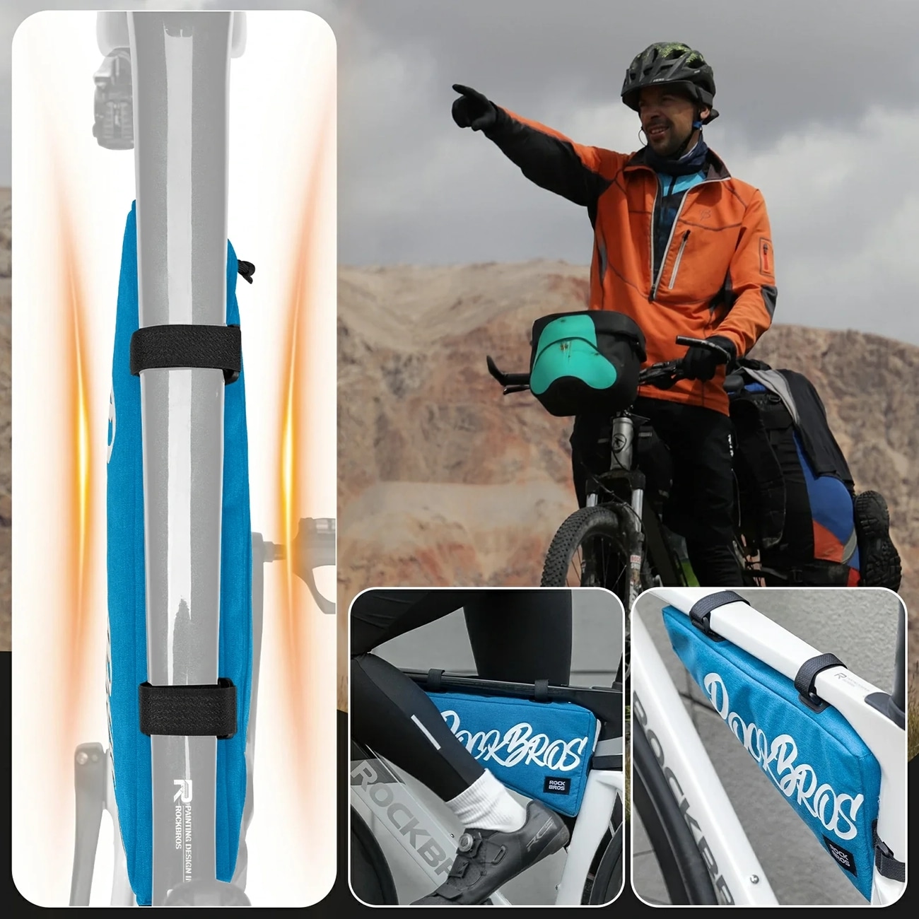 Rockbros G008 Flash Journey cykelväska med triangulär ram, XL, 1,9 l – blå