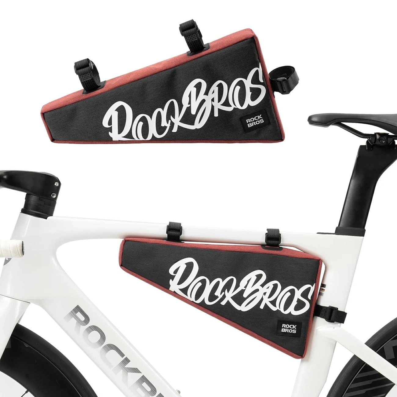 Rockbros G008 Flash Journey cykelväska med triangulär ram, XL, 1,9 l – svart och röd