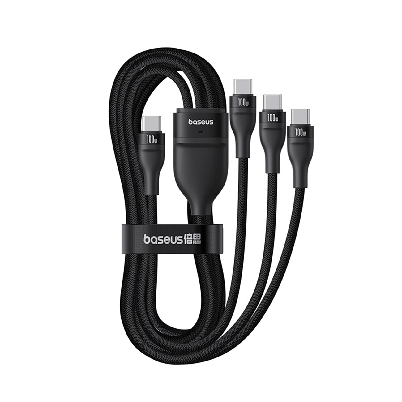 Baseus Flash 100 W 3-i-1 USB-C-kabel, 1,5 m - svart / PD-kabel / Multikabel