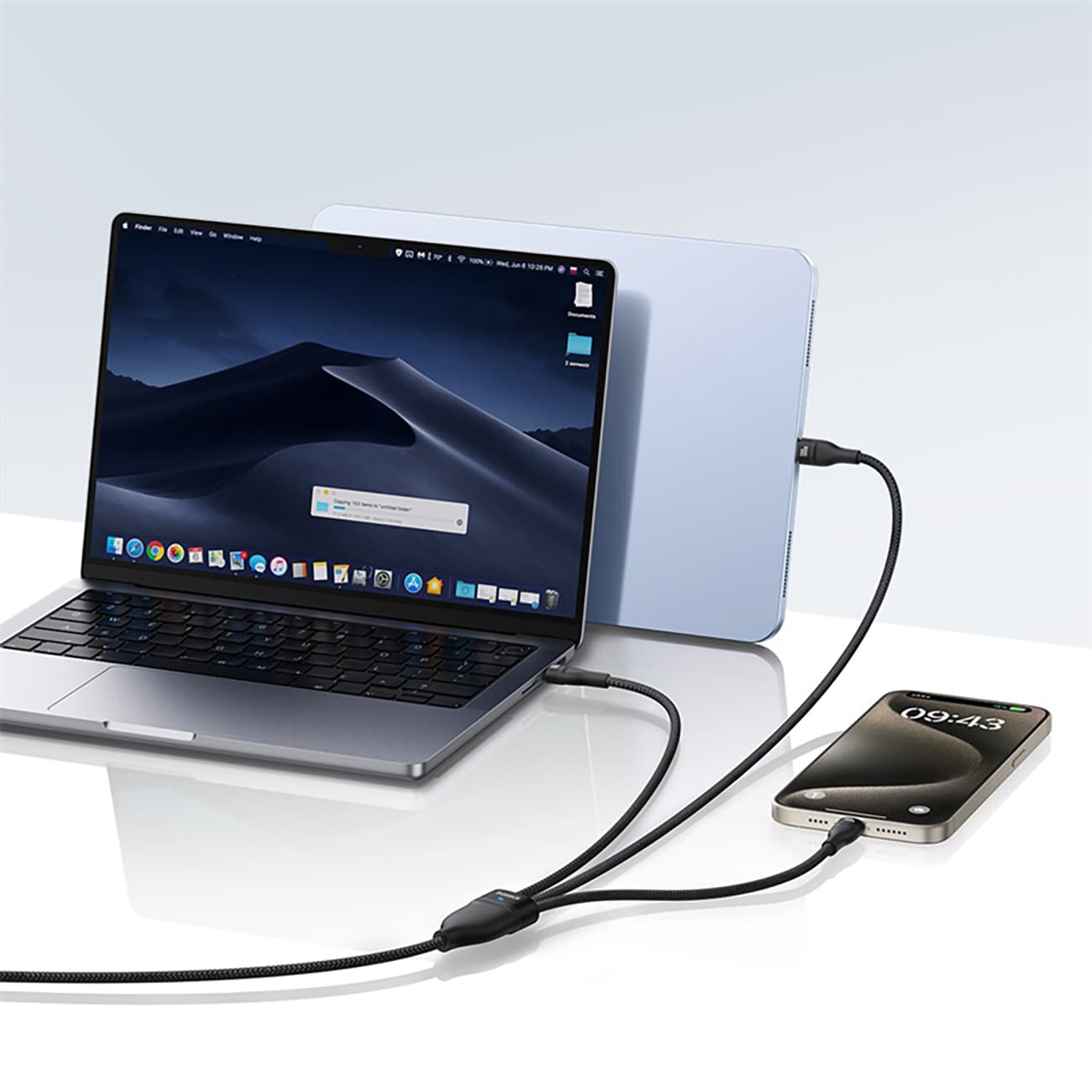 Baseus Flash 100 W 3-i-1 USB-C-kabel, 1,5 m - svart / PD-kabel / Multikabel
