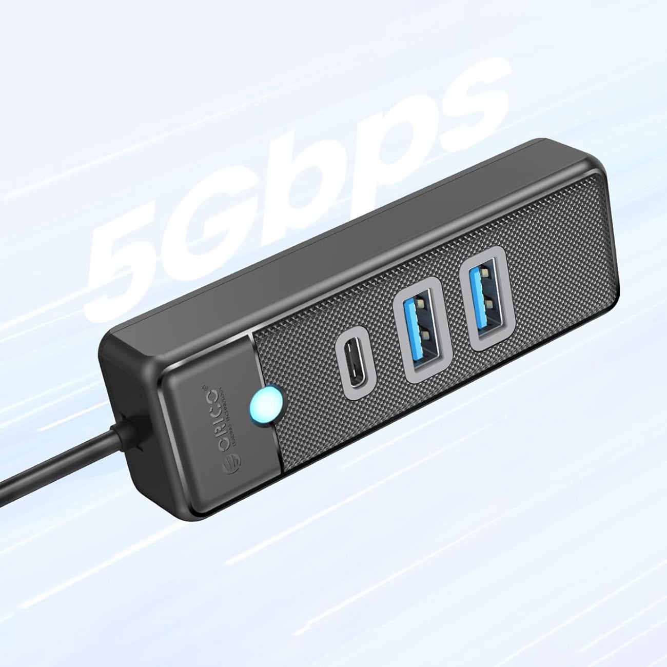 Orico PWC2U-U3 USB-hubb med 3 portar: 2x USB-A 3.0, 1x USB-C 3.0, 0,15 m – svart