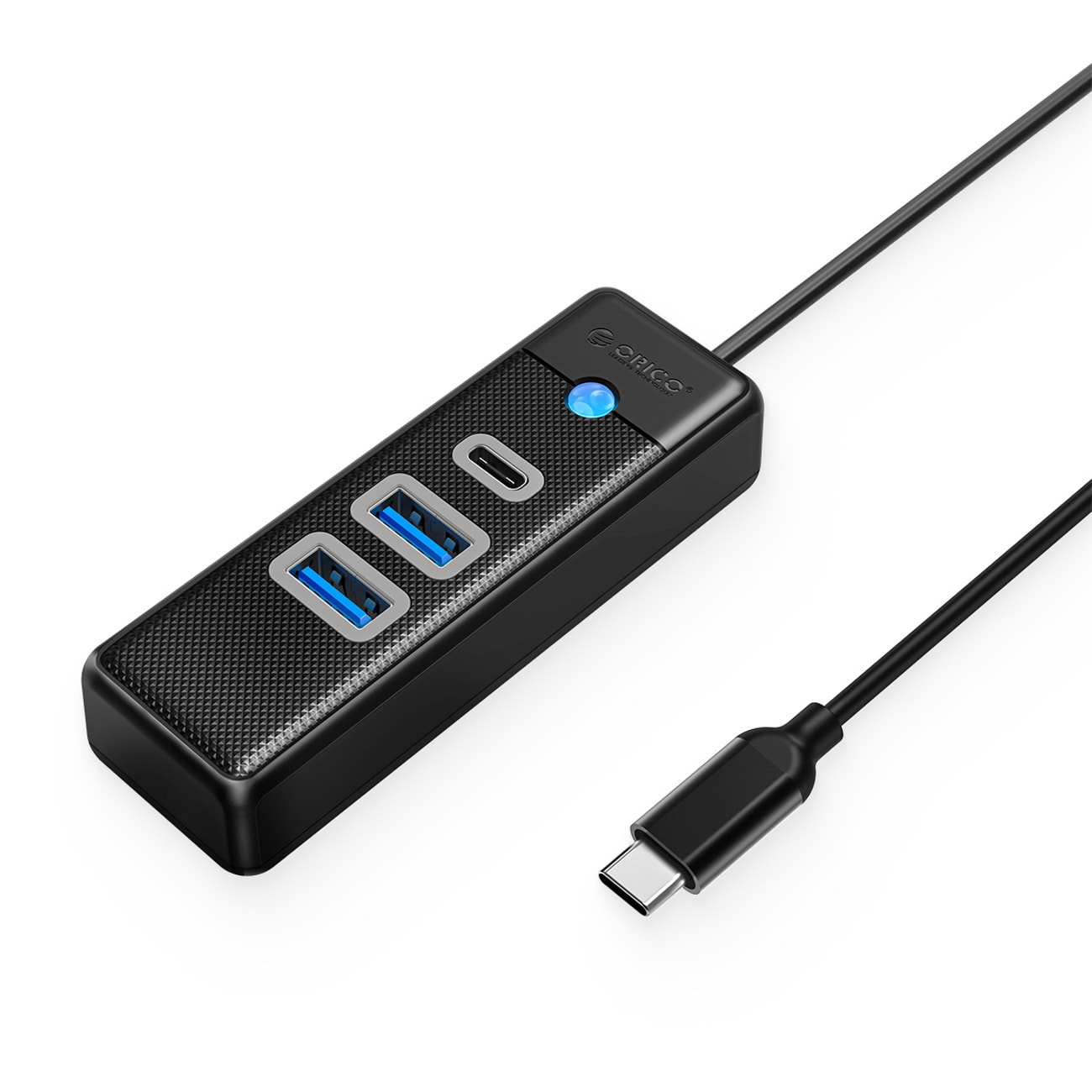 Orico PWC2U-C3 USB-hubb med 3 portar: 2x USB-A 3.0, 1x USB-C 3.0, 1 m – svart