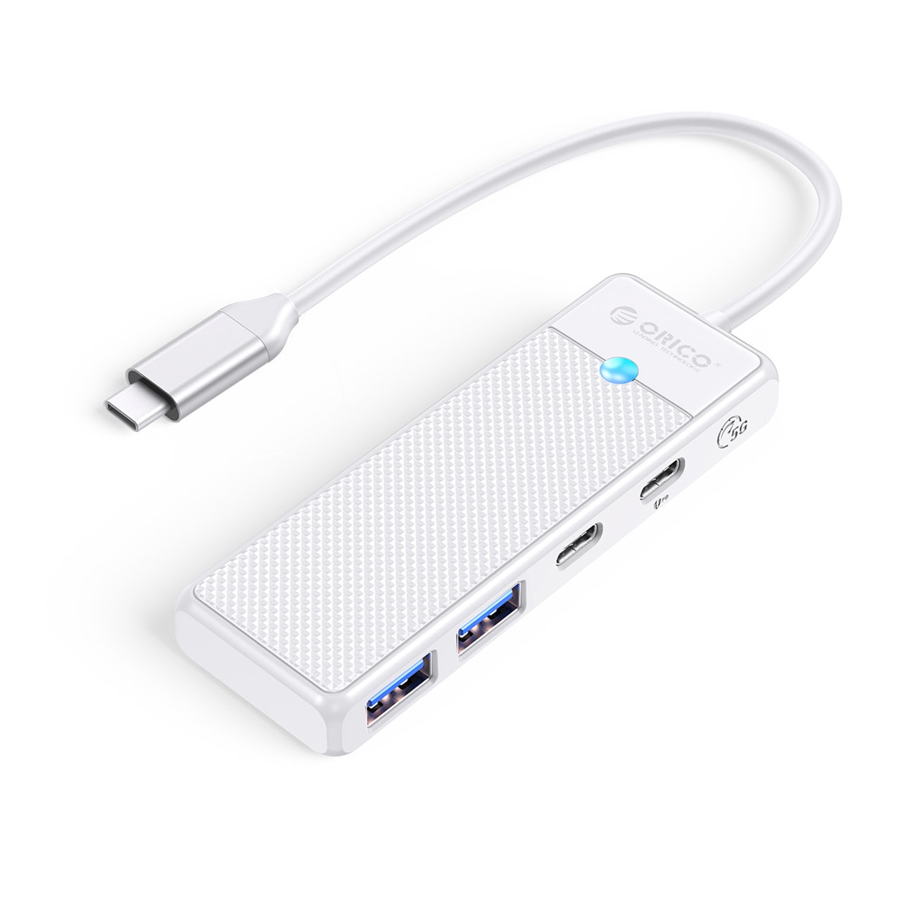 Orico PAPW2AC-C3 USB-hubb 4 portar: 2x USB-A 3.0, 1x USB-C 3.0, USB-C PD 100 W, 0,15 m vit