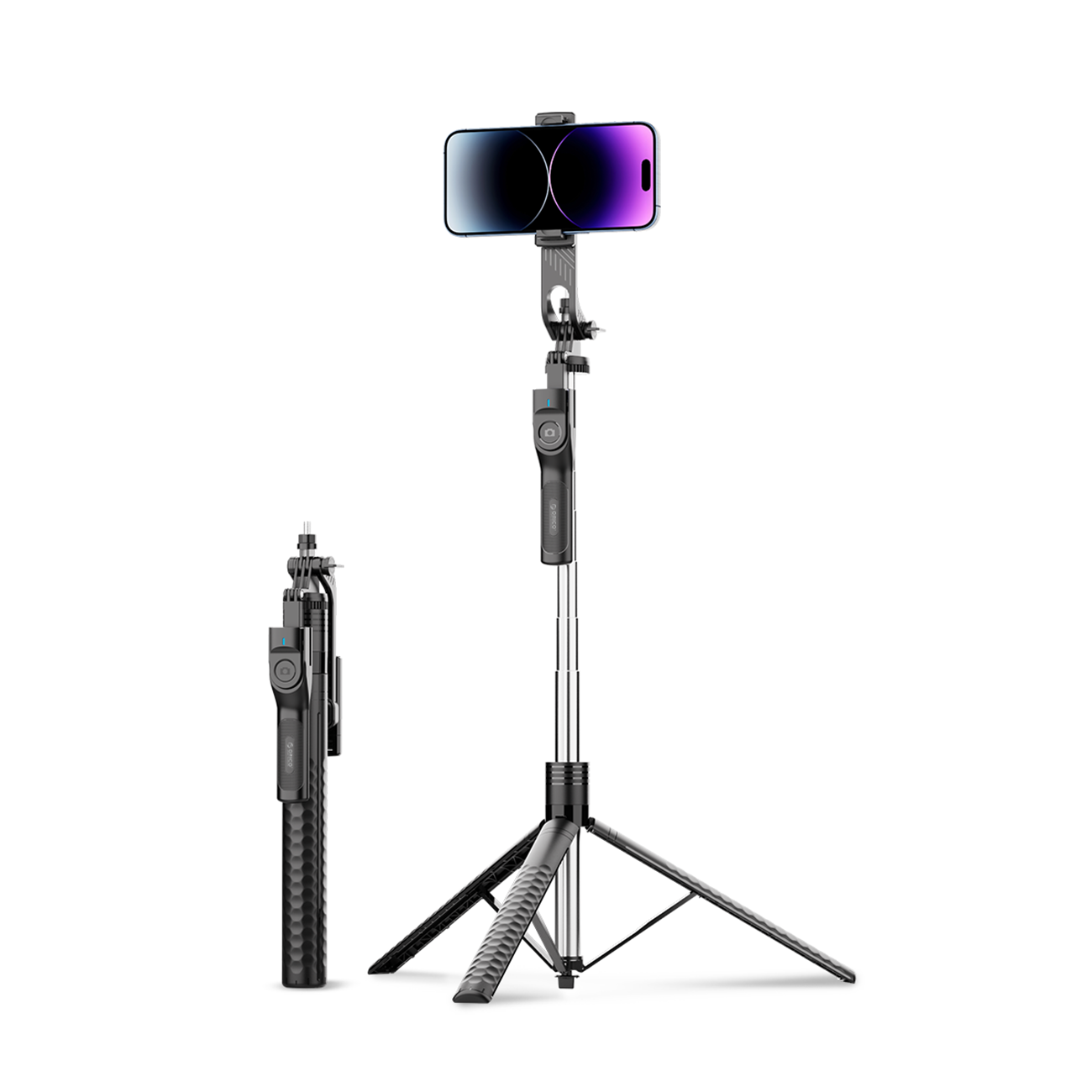 Orico SPM190 selfiepinne med stativ, 1/4” fäste, 360° rotation, Bluetooth 5.2 – svart