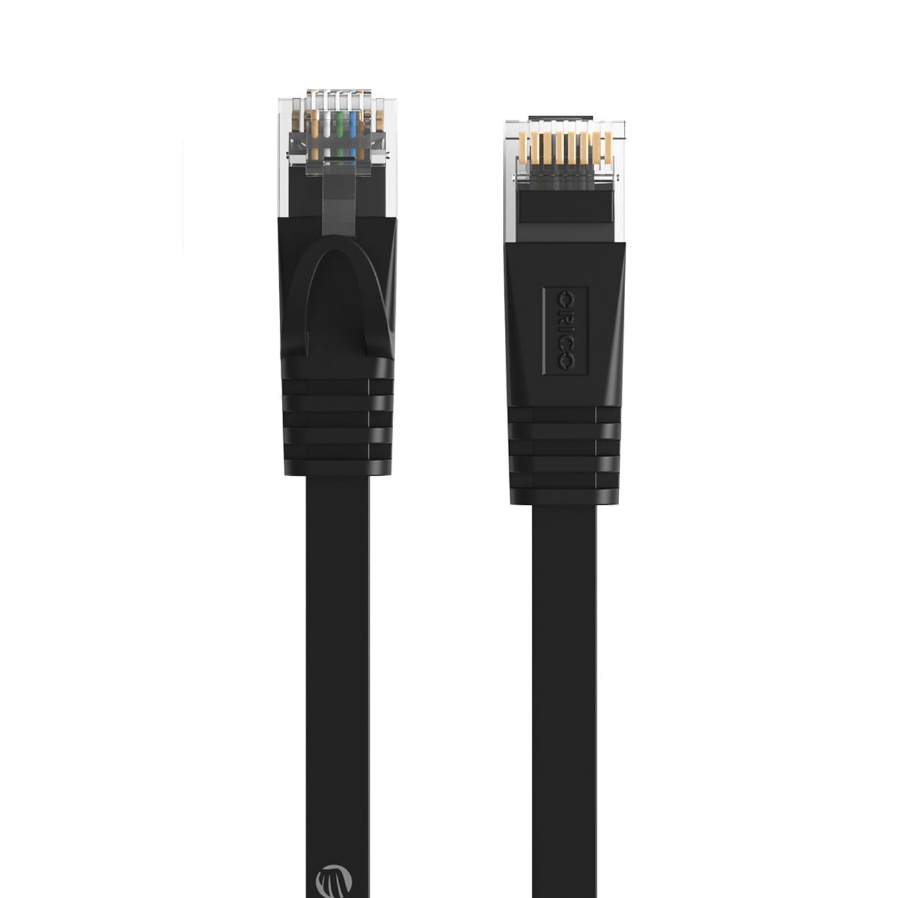 Orico PUG-C6B CAT6 1000 Mbps RJ45 Ethernet-nätverkskabel, platt LAN-kabel för internet, 1 m – svart