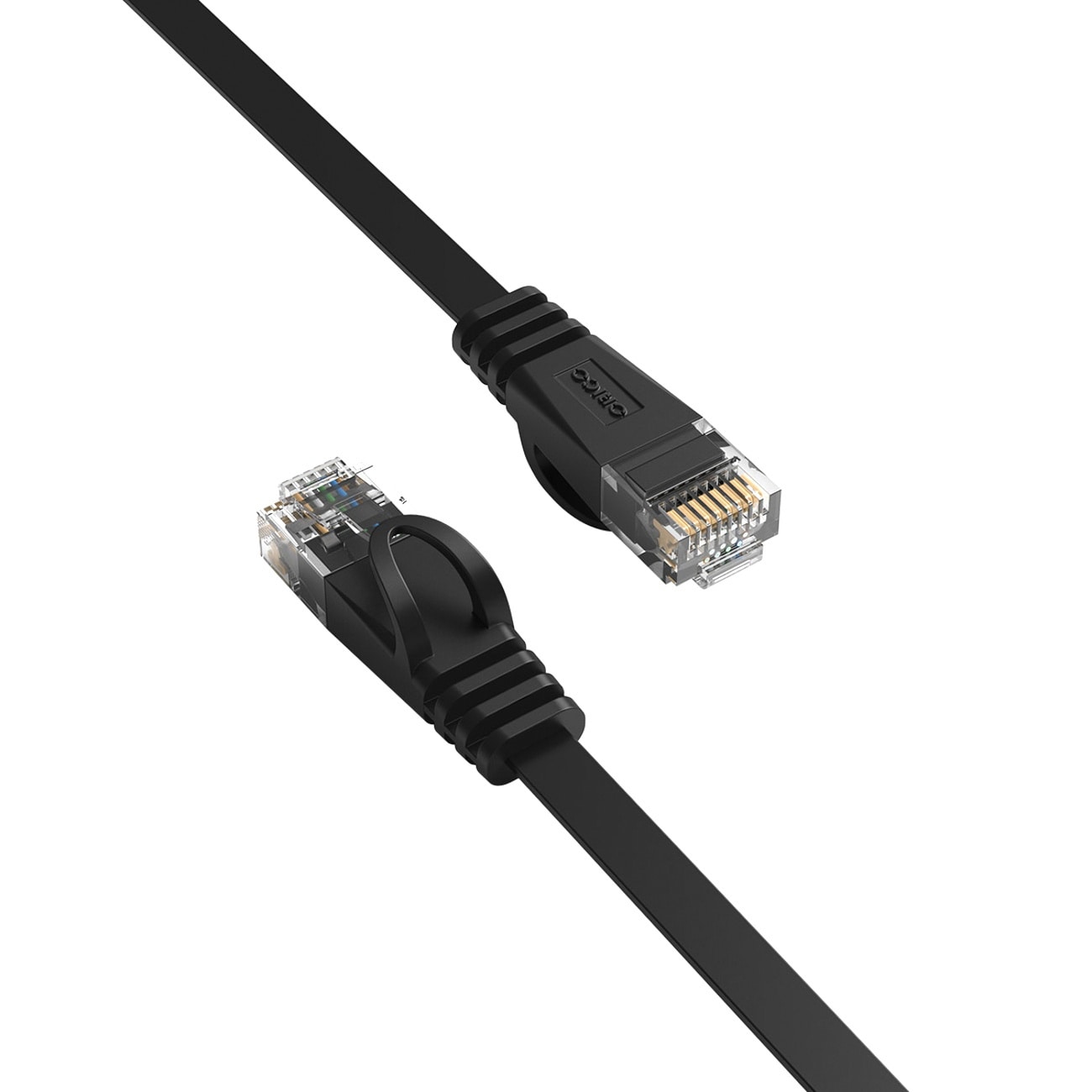 Orico PUG-C6B CAT6 1000 Mbps RJ45 Ethernet-nätverkskabel, platt LAN-kabel, 2 m, svart