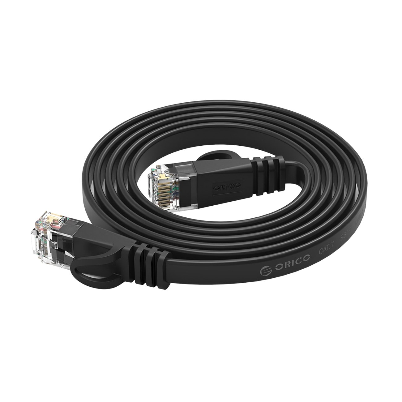 Orico PUG-C6B CAT6 1000 Mbps RJ45 Ethernet-nätverkskabel, platt LAN-kabel, 3 m, svart