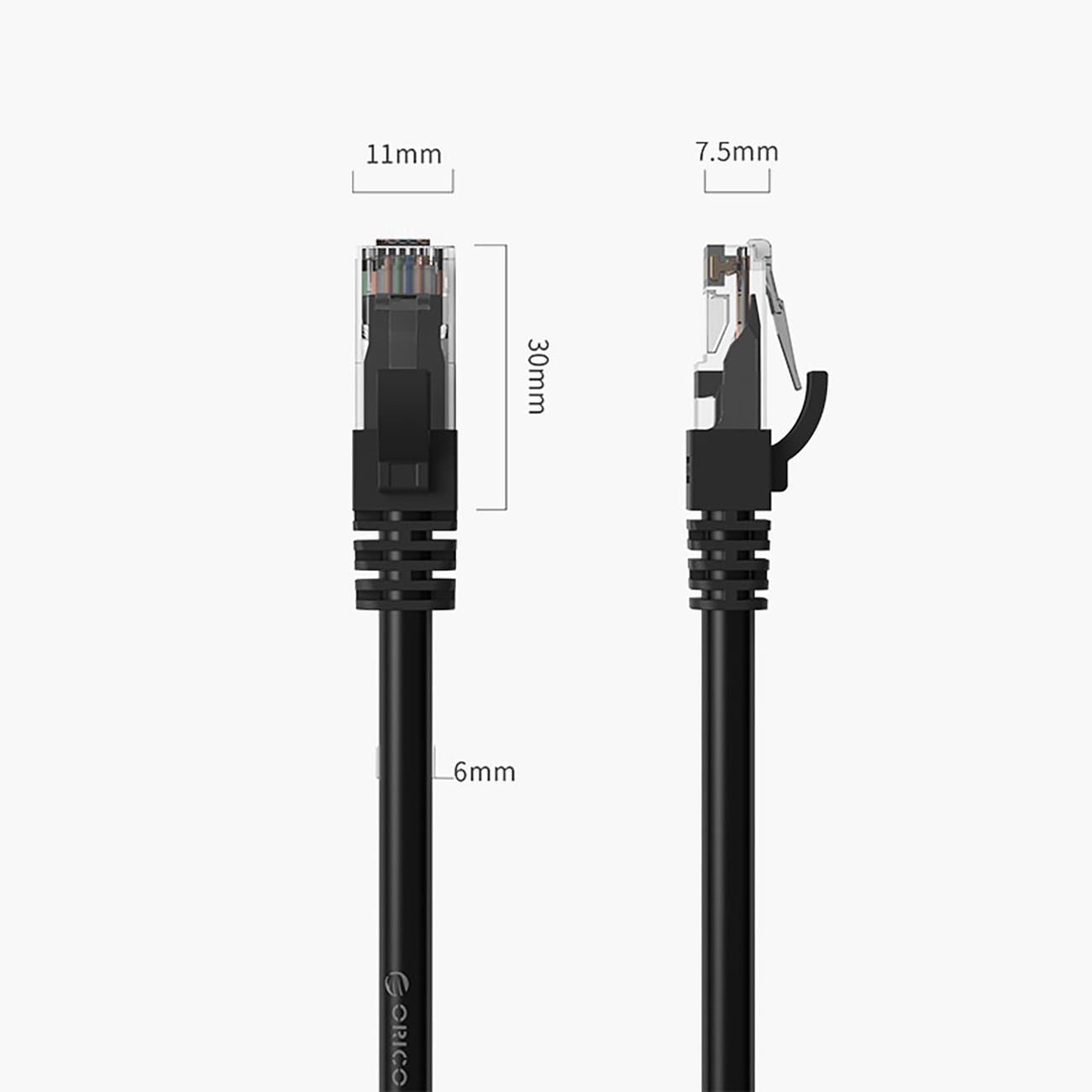 Orico PUG-C6 CAT6 1000 Mbps RJ45 Ethernet-nätverkskabel (LAN), rund, 2 m – svart