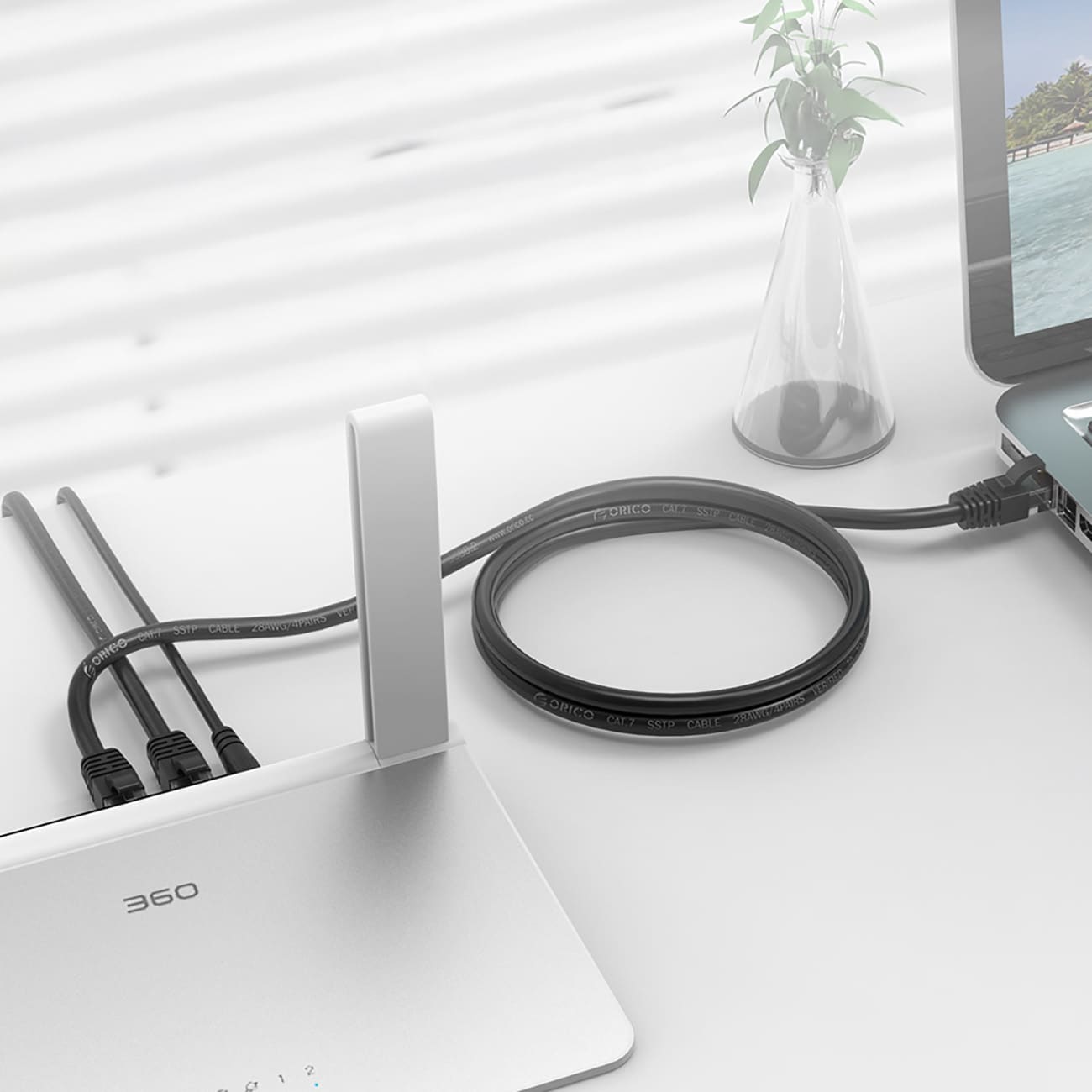 Orico PUG-C6 CAT6 1000 Mbps RJ45 Ethernet-nätverkskabel (LAN), rund, 2 m – svart
