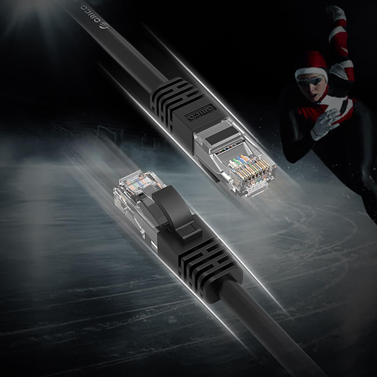 Orico PUG-C6 CAT6 1000 Mbps RJ45 Ethernet-nätverkskabel (LAN), rund, 2 m – svart