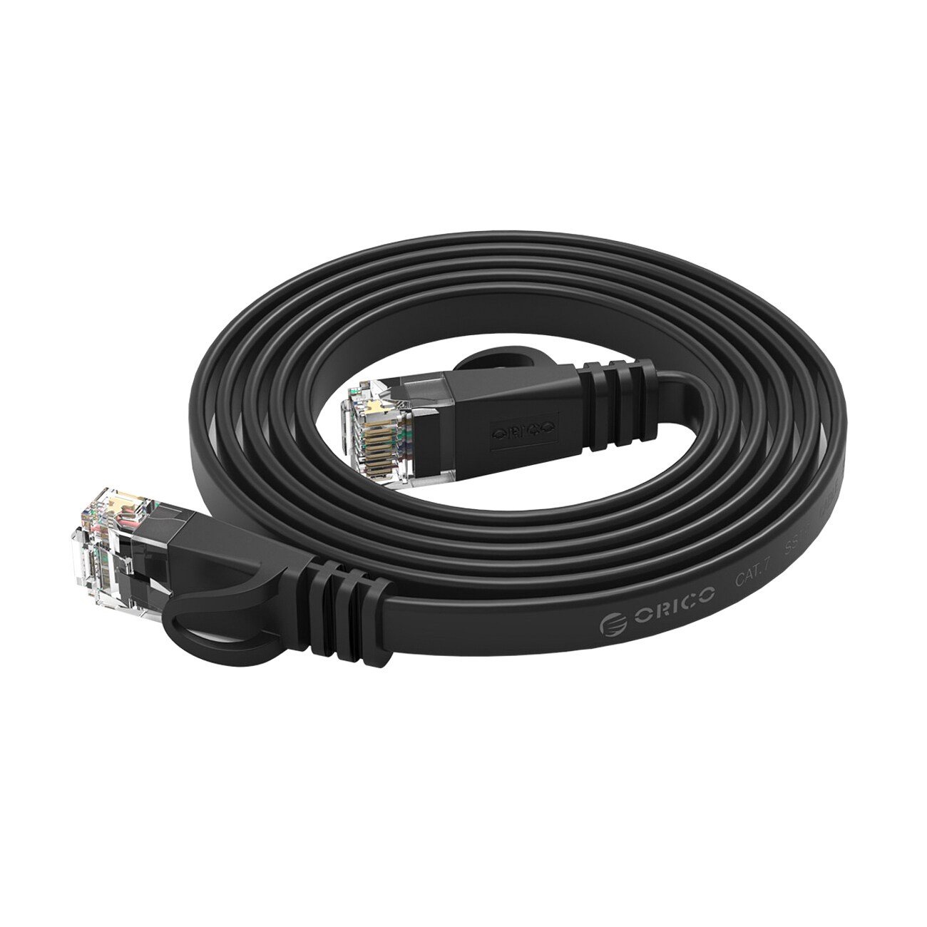 Orico PUG-C7B CAT7 10 Gbps RJ45 Ethernet-nätverkskabel för internet och LAN, platt, 1 m – svart
