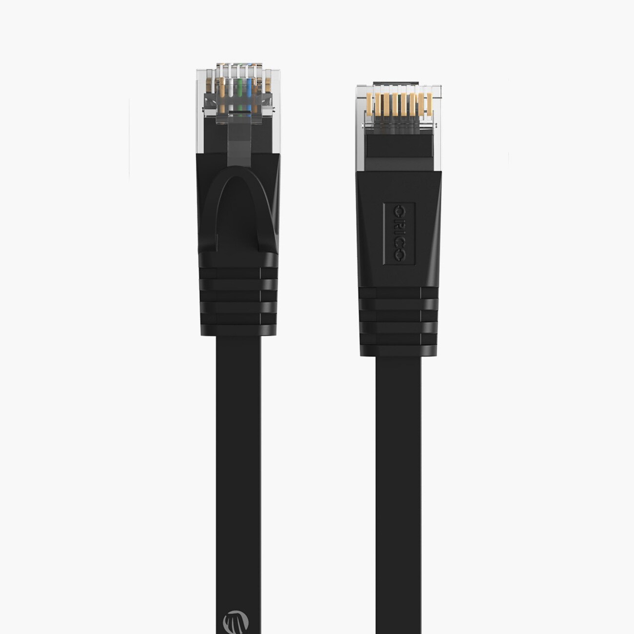 Orico PUG-C7B CAT7 10 Gbps RJ45 Ethernet-nätverkskabel för internet och LAN, platt, 8 m – svart