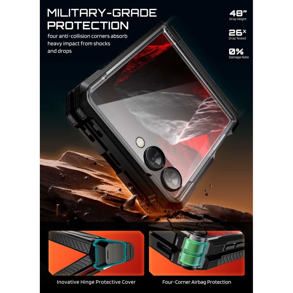 Supcase UB Grip Mag MagSafe-fodral för Samsung Galaxy Z Flip 8 – Svart