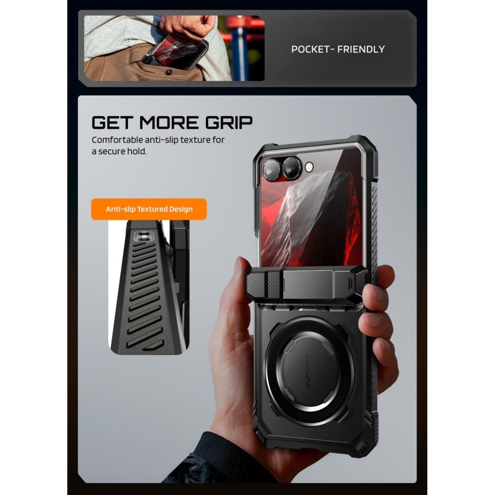 Supcase UB Grip Mag MagSafe-fodral för Samsung Galaxy Z Flip 8 – Svart