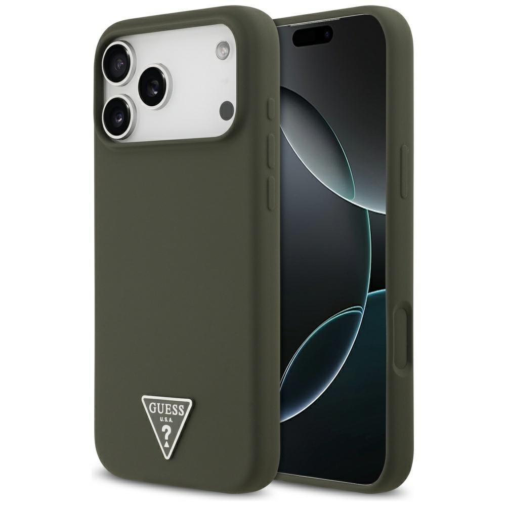 Guess MagSafe-fodral med triangulär silikonlogotyp för iPhone 17 Pro Max – grönt