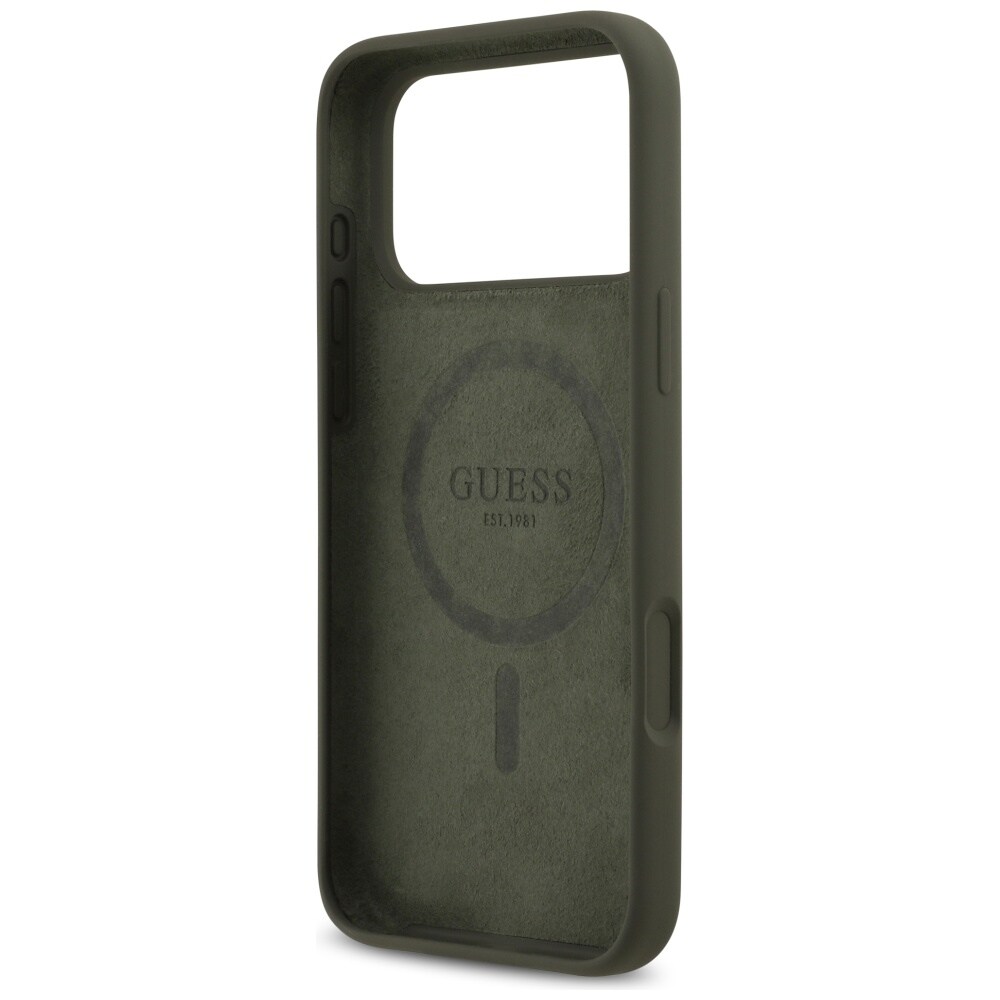 Guess MagSafe-fodral med triangulär silikonlogotyp för iPhone 17 Pro Max – grönt