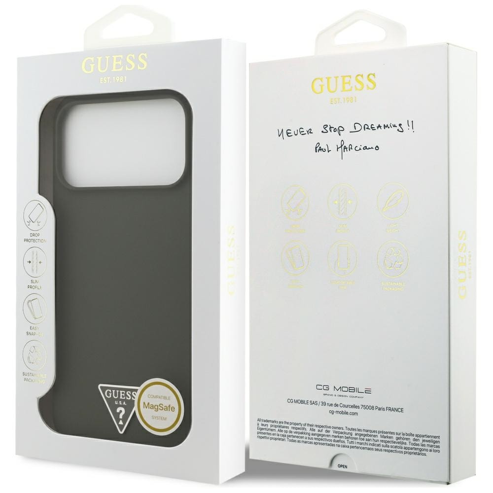 Guess MagSafe-fodral med triangulär silikonlogotyp för iPhone 17 Pro Max – grönt