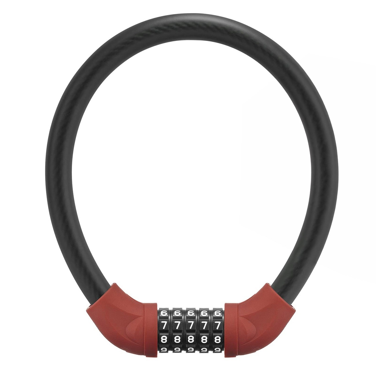 Rockbros RKS870-BK cykellås med kod, stålkabel, 85 cm – rött