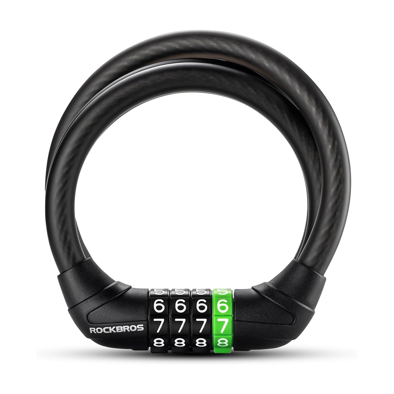 Rockbros 87632 cykellås med kod, stålkabel, 115 cm – svart