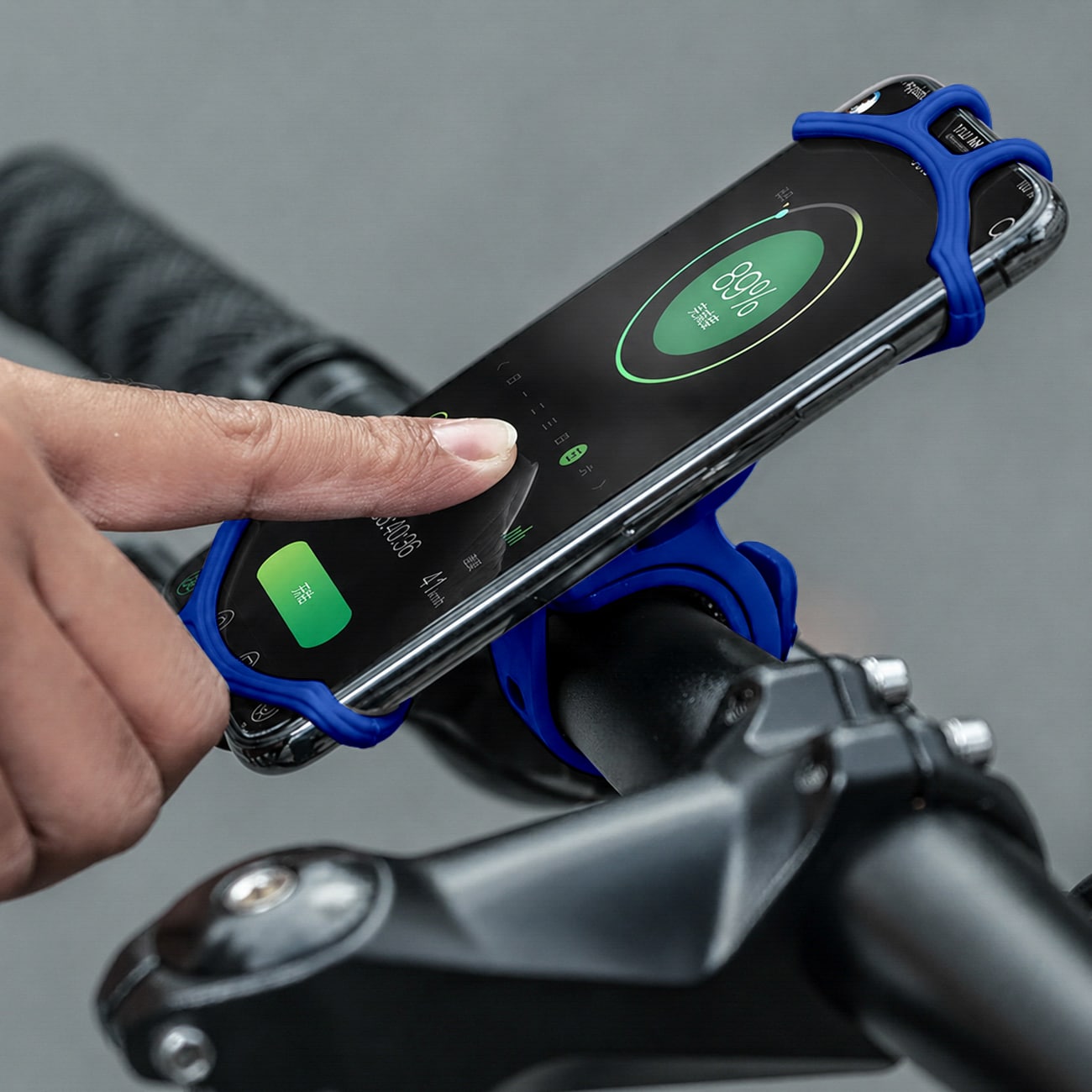 Rockbros LF436 mobilhållare med styreklämma – blå