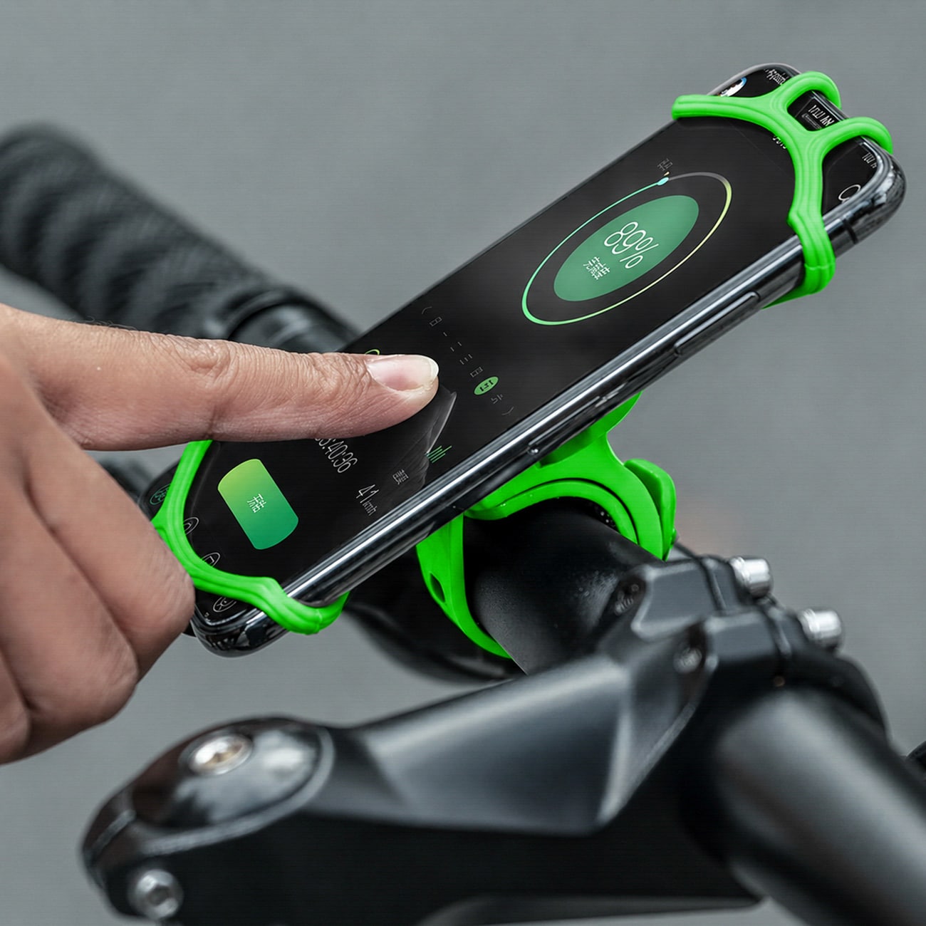 Rockbros LF436 mobilhållare för styret – grön