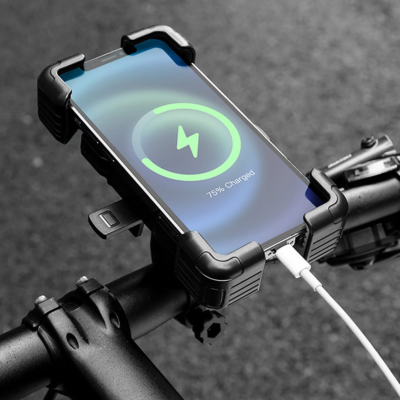 Rockbros HW-117 mobilhållare med styreklämma – svart och grå
