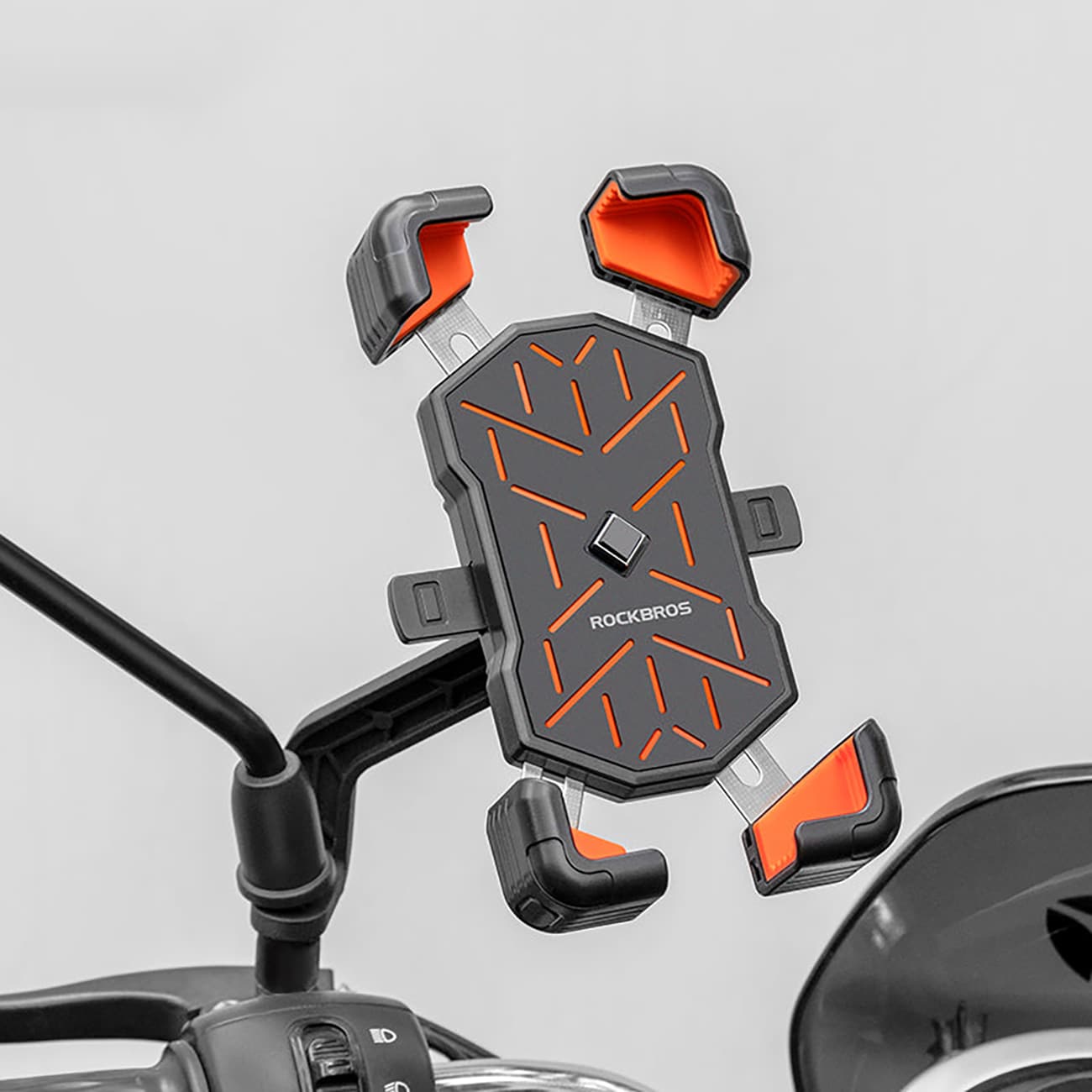 Rockbros HW-117 mobilhållare med styreklämma – svart och orange