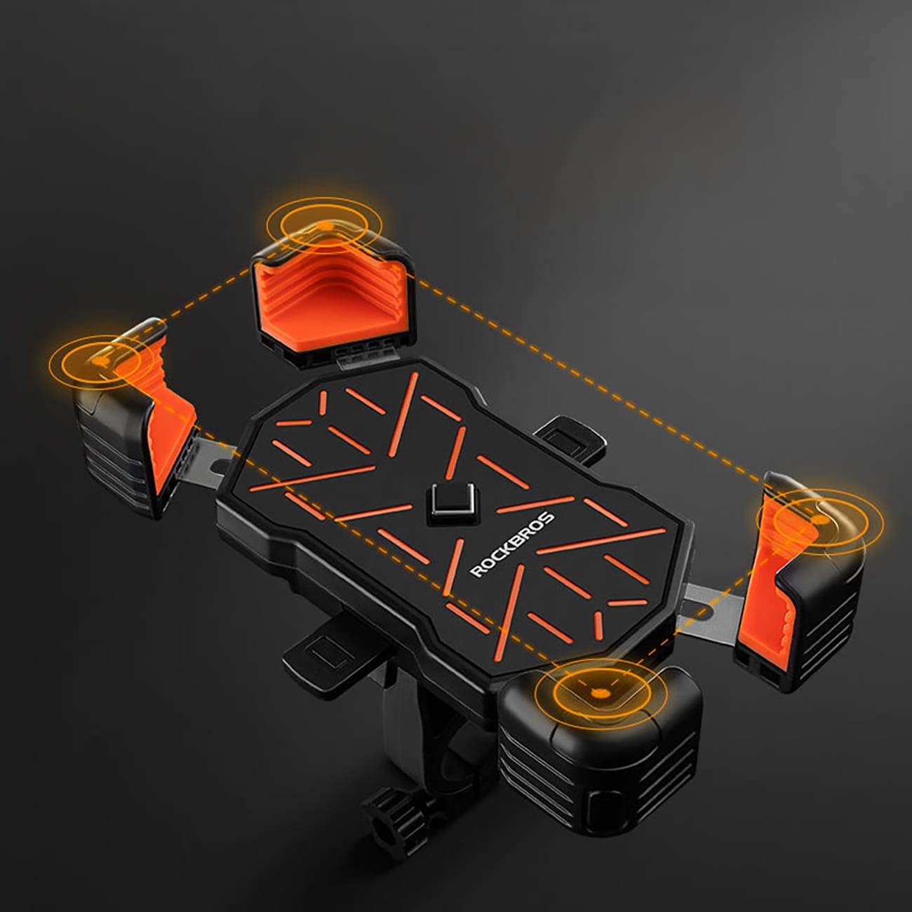 Rockbros HW-117 mobilhållare med styreklämma – svart och orange