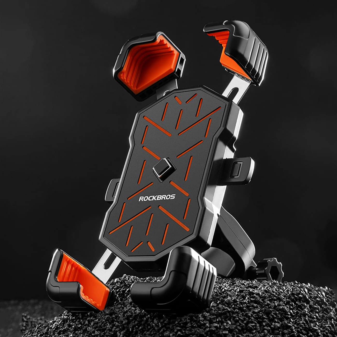 Rockbros HW-117 mobilhållare med styreklämma – svart och orange