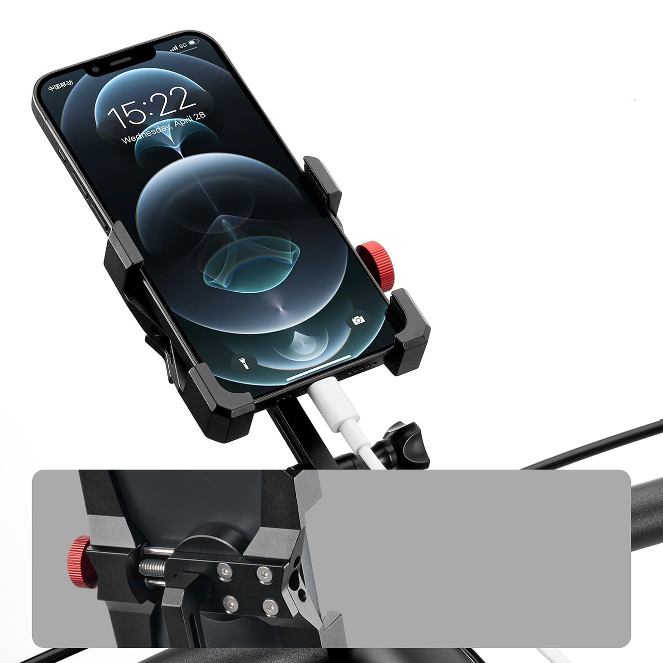 Rockbros 25210039002 telefonhållare med klämma för headsetlock – svart