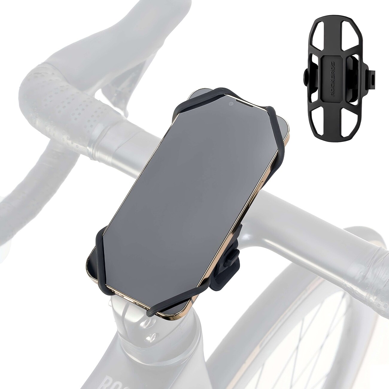 Rockbros 250015001 mobilhållare med silikonklämma – svart