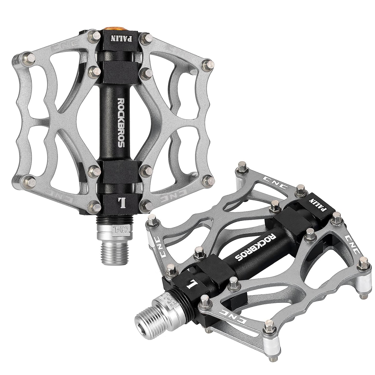 Rockbros JT201012LS 2010-12L cykelpedaler i aluminium med plattform – silver