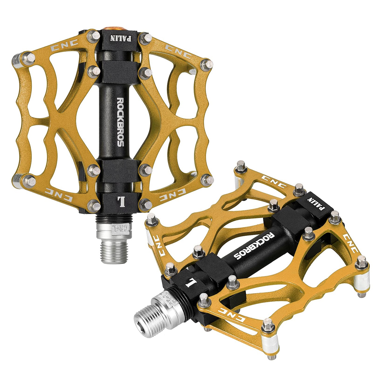 Rockbros JT201012LG 2010-12L cykelpedaler i aluminium med plattform – guld