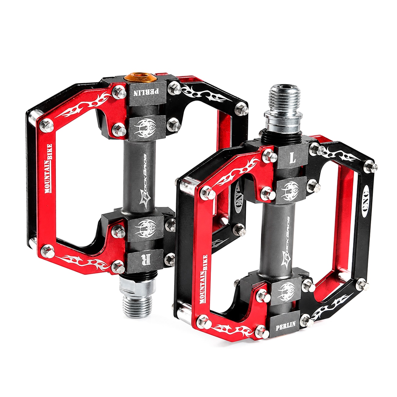 Rockbros 2010-12SBKR cykelpedaler i aluminium med tätade kullager – svarta och röda