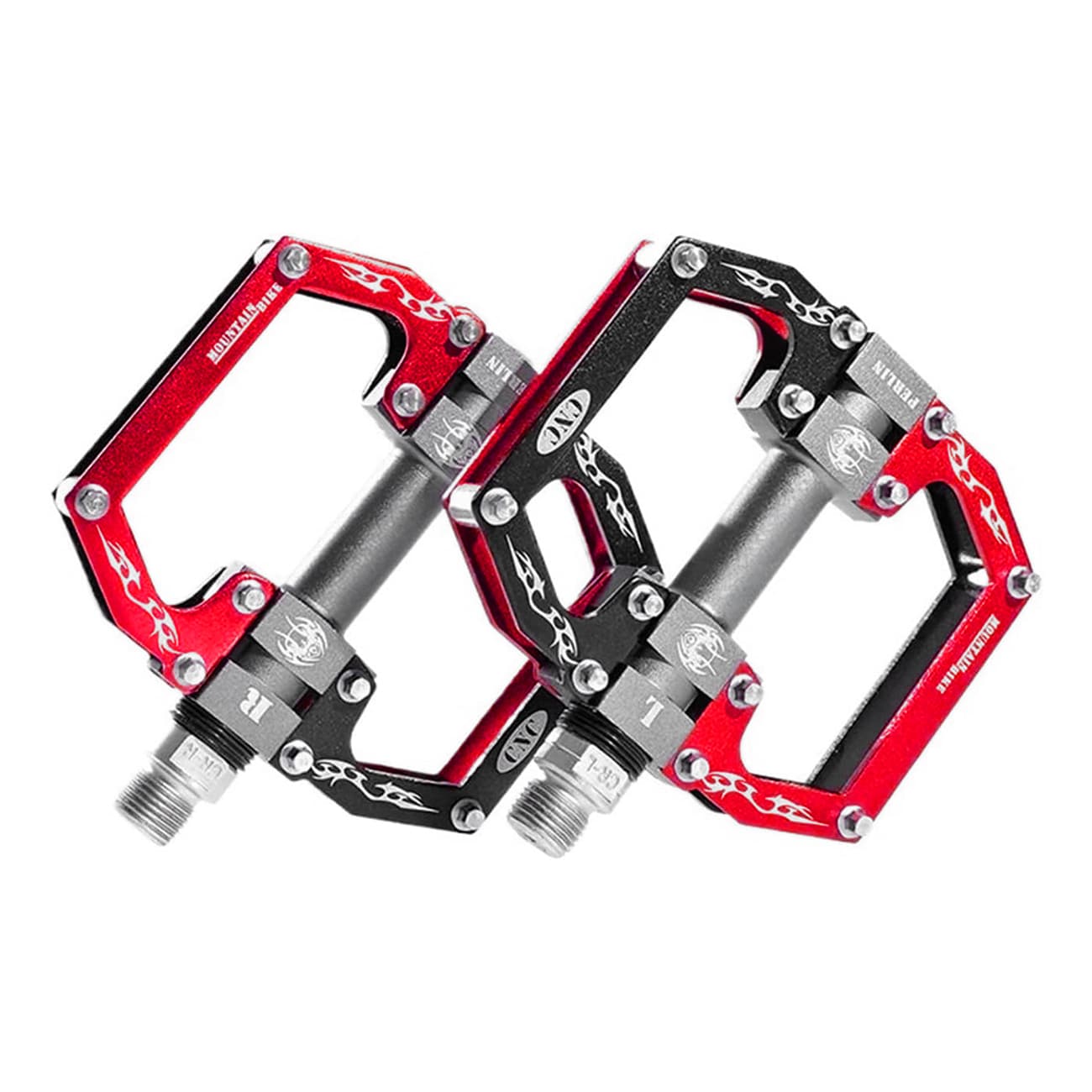 Rockbros 2010-12SBKR sykkelpedaler i aluminium med forseglede kulelager – svart og rød