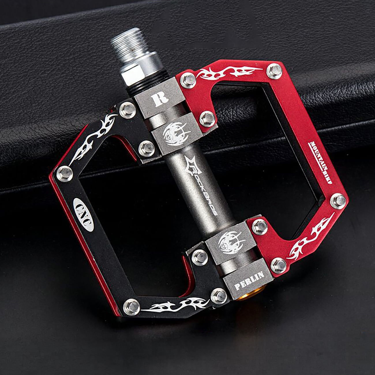 Rockbros 2010-12SBKR sykkelpedaler i aluminium med forseglede kulelager – svart og rød