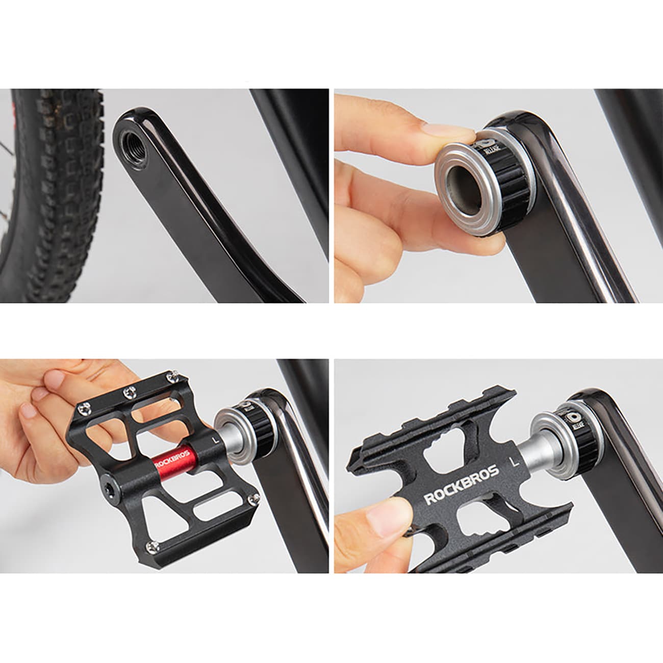 Rockbros K3462F-BK avtakbare sykkelpedaler med hurtigfeste – svart
