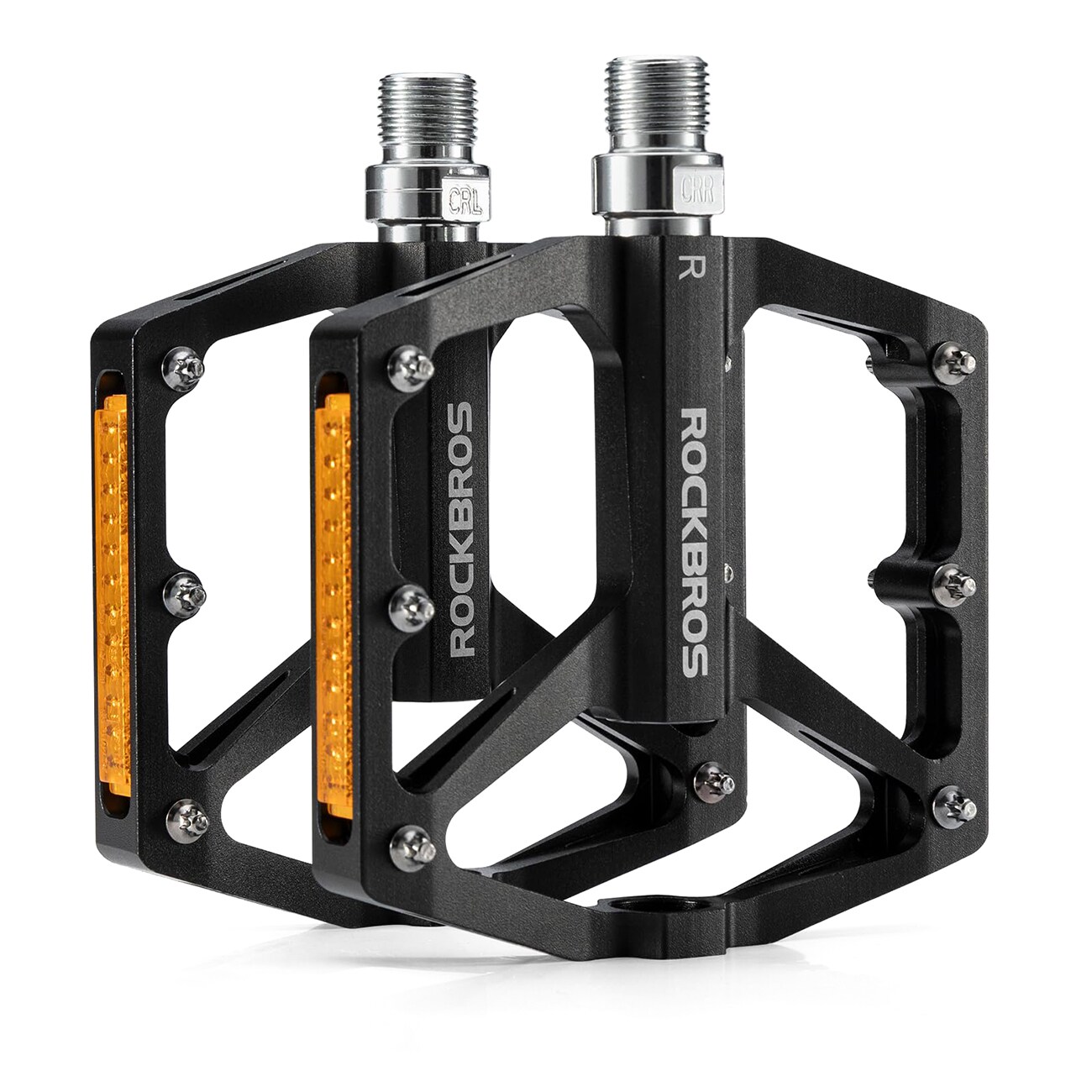 Rockbros K371 reflekterande cykelpedaler i aluminium med tätade kullager – svarta