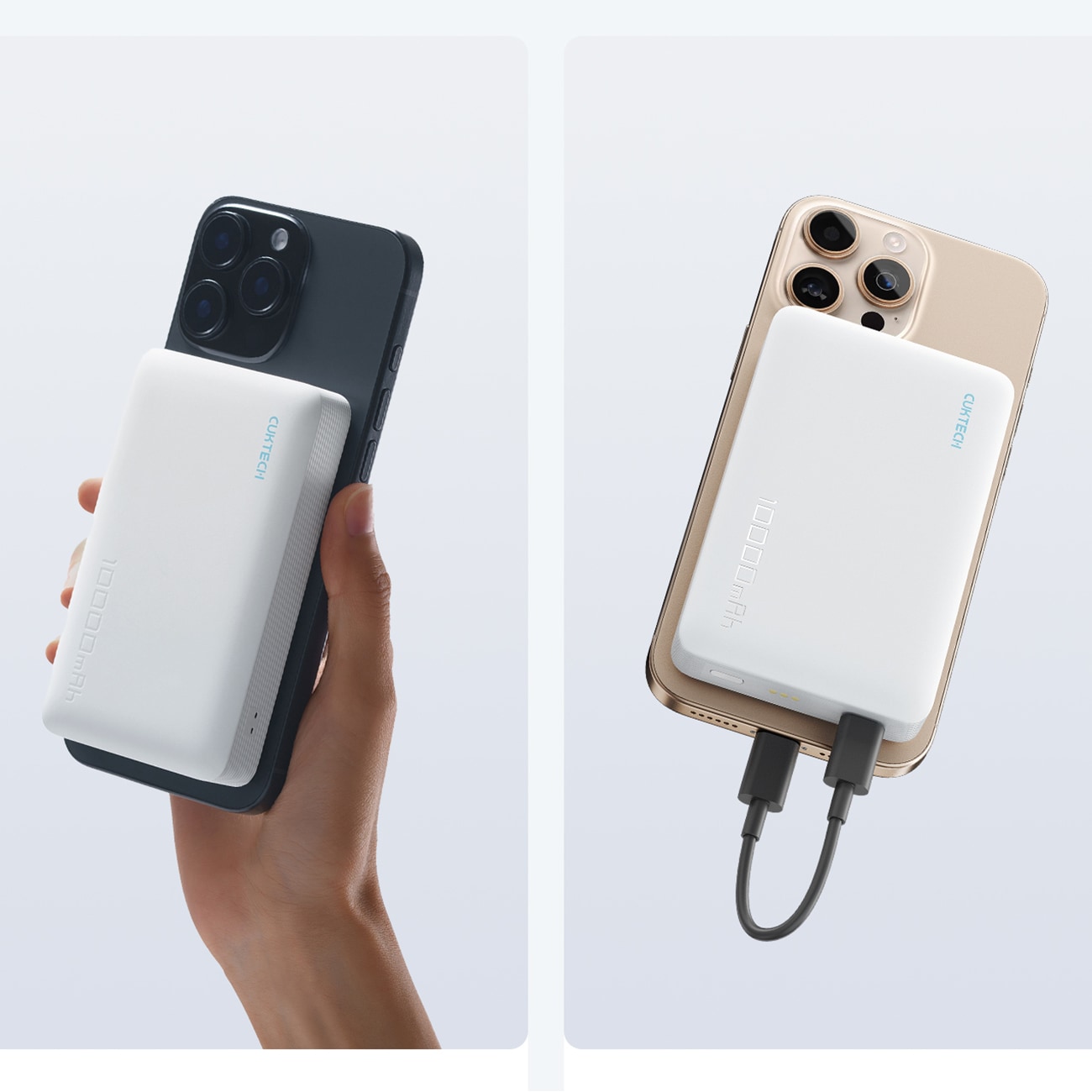 Cuktech WPB100N 20 W 10 000 mAh magnetisk powerbank med stativ – hvit