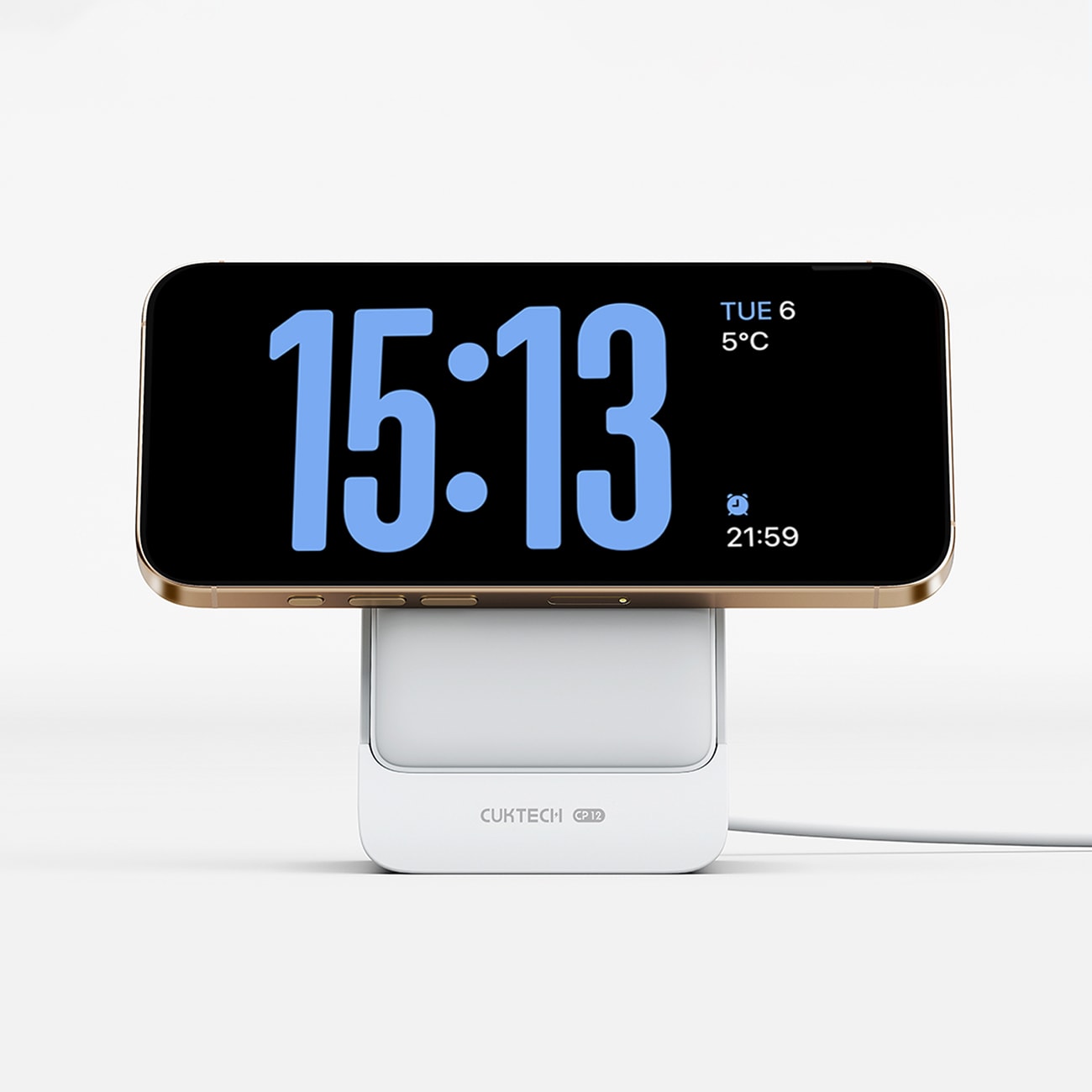 Cuktech WPB100N 20 W 10 000 mAh magnetisk powerbank med stativ – hvit