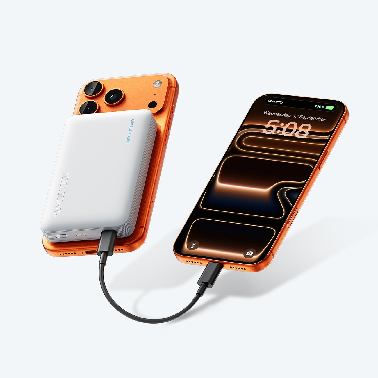 Cuktech WPB100N 20 W 10 000 mAh magnetisk powerbank med stativ – hvit