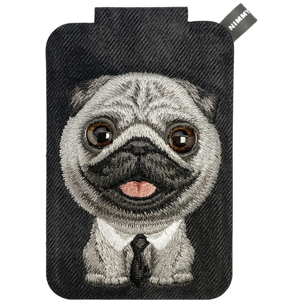 Nimmy New Big-Eye Cute Pets 2.0 – Magnetplånbok med hundmotiv och mobilstativ – Svart