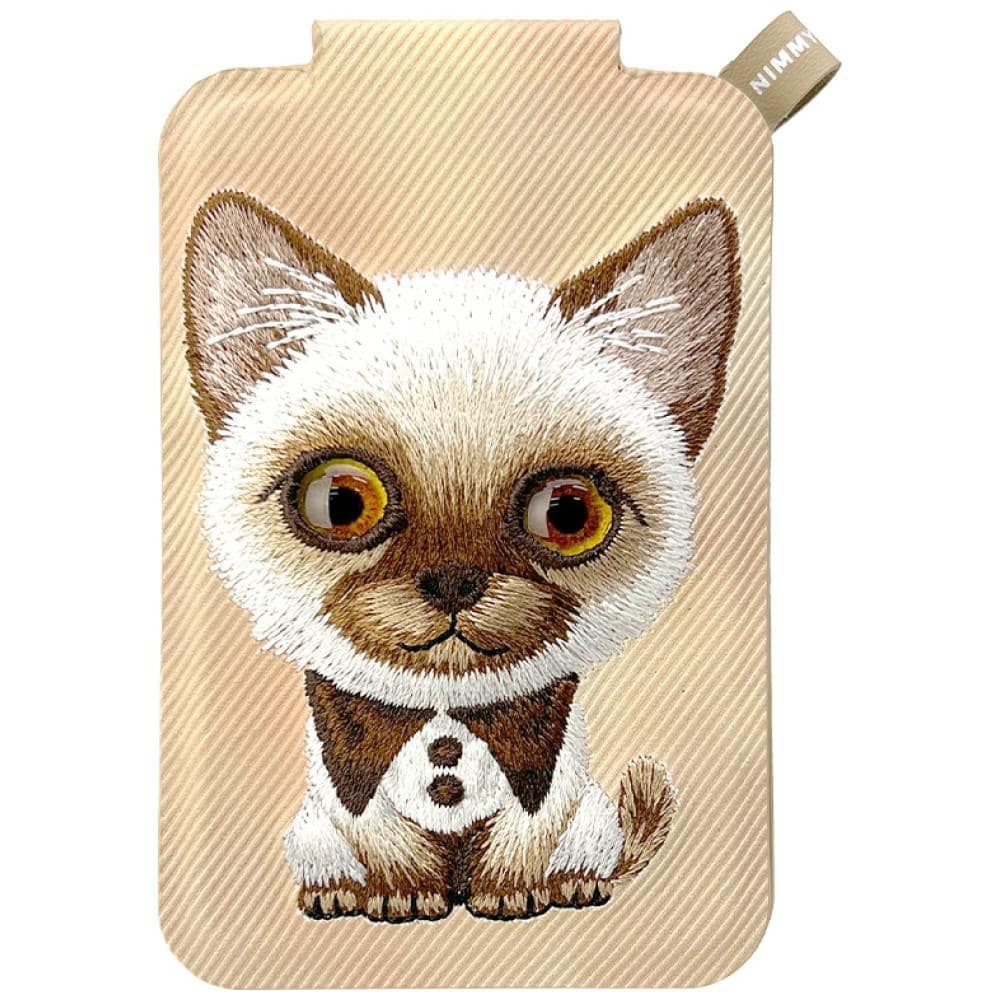 Nimmy New Big-Eye Cute Pets 2.0 – Magnetplånbok med kattmotiv och mobilstativ – Brun