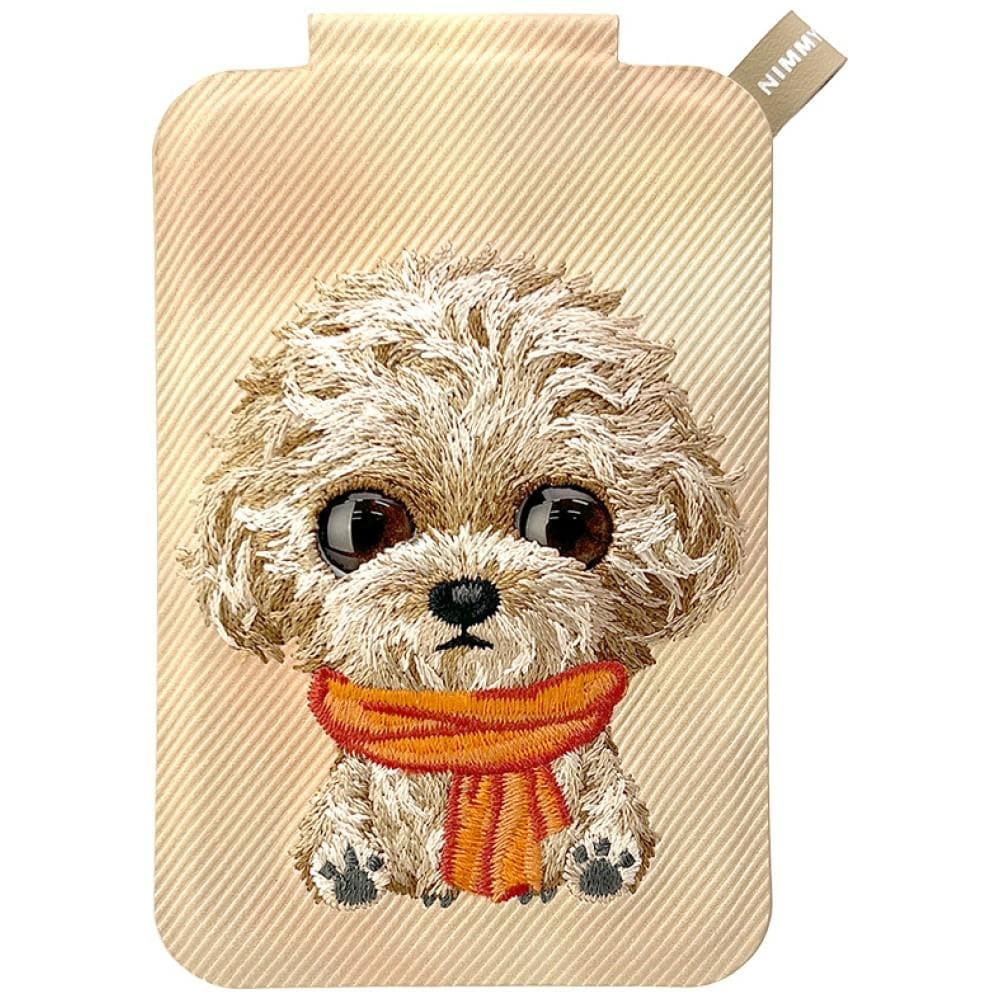 Nimmy New Big-Eye Cute Pets 2.0 – Magnetisk plånbok med hundmotiv och mobilstativ – Brun
