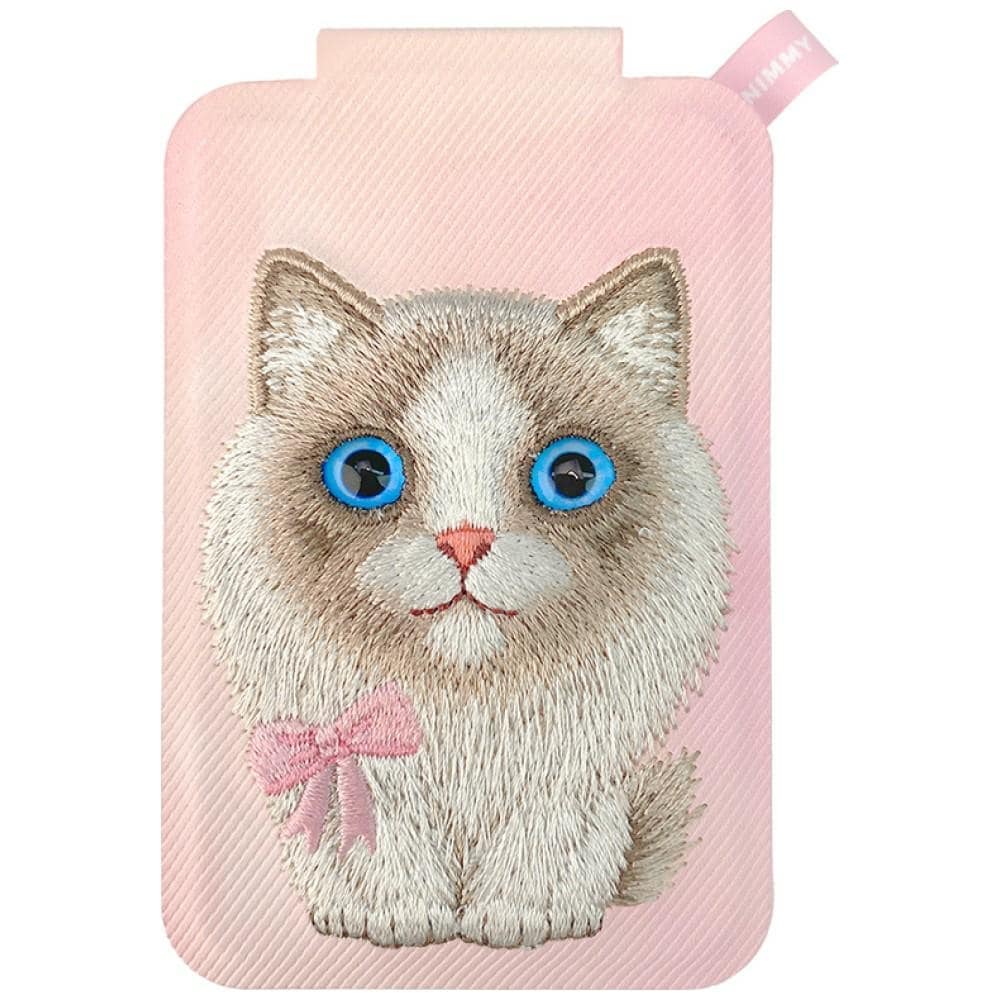 Nimmy New Big-Eye Cute Pets 2.0 – Magnetplånbok med kattmotiv och mobilstativ – Rosa