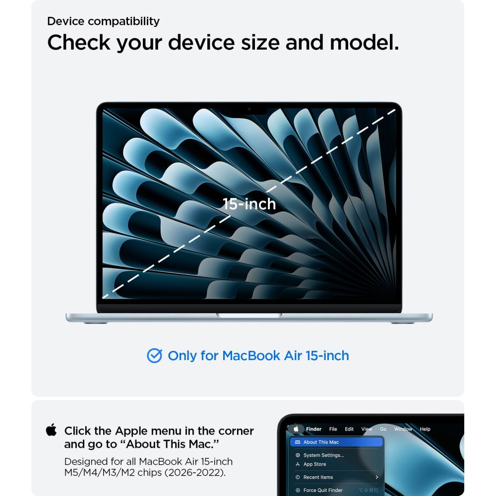 Spigen Urban Fit-fodral för MacBook Air 15" 2023 / 2024 / 2025 / 2026 – Grå