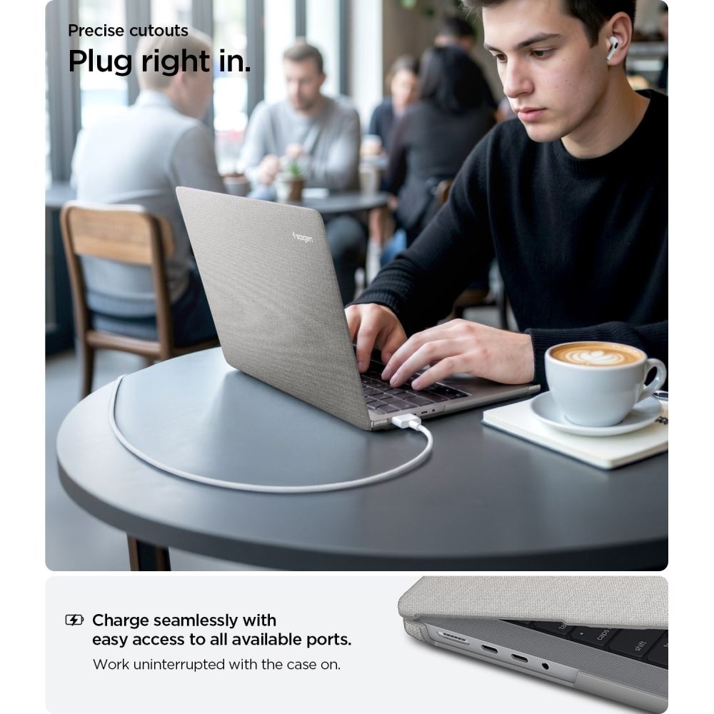 Spigen Urban Fit-fodral för MacBook Pro 14" 2021 / 2023 / 2024 / 2025 / 2026 – Grå