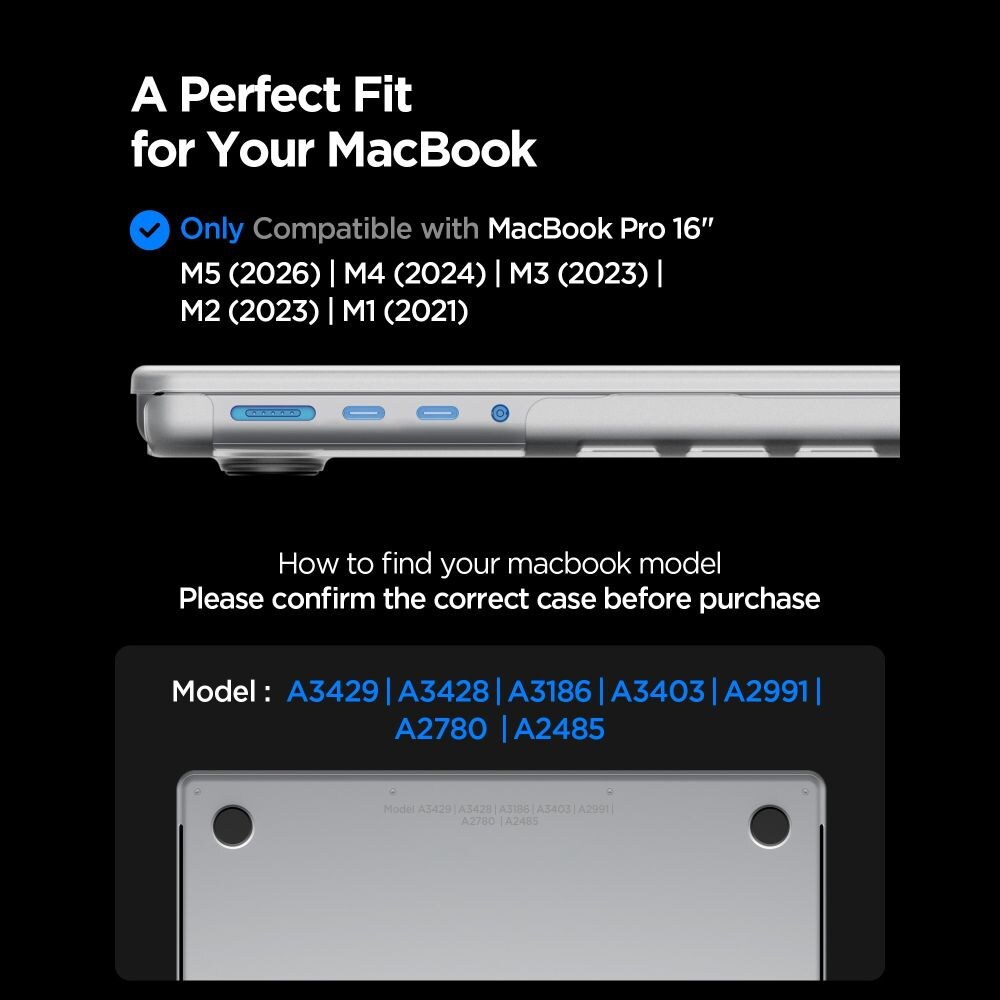 Spigen AirSkin-fodral för MacBook Pro 16" 2021 / 2023 / 2024 / 2025 / 2026 – Transparent matt