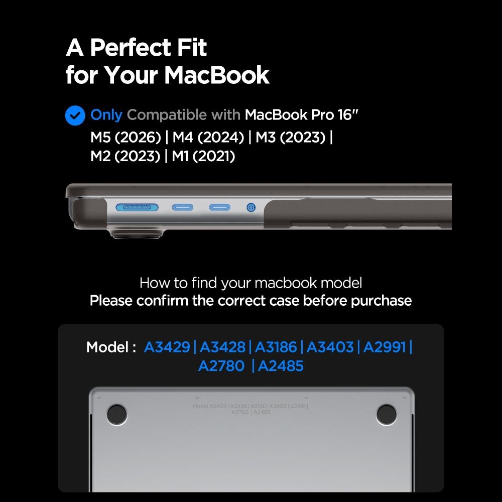 Spigen AirSkin-fodral för MacBook Pro 16" 2021 / 2023 / 2024 / 2025 / 2026 – Halvgenomskinligt