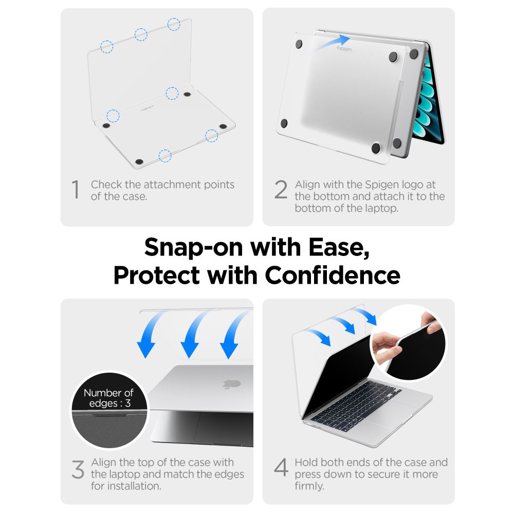 Spigen AirSkin-fodral för MacBook Air 13" 2023–2024–2025–2026 – Halvgenomskinligt